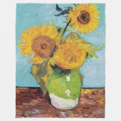Vincent Van Gogh - Drie zonnebloemen in een Vase Fleece Deken (Voorkant)