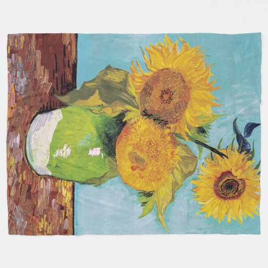 Vincent Van Gogh - Drie zonnebloemen in een Vase Fleece Deken (Voorkant (Horizontaal))