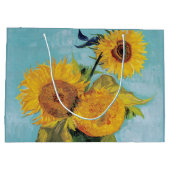 Vincent Van Gogh - Drie zonnebloemen in een Vase Groot Cadeauzakje (Achterkant)
