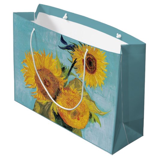 Vincent Van Gogh - Drie zonnebloemen in een Vase Groot Cadeauzakje (Achterkant Gekanteld)