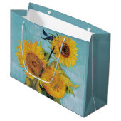 Vincent Van Gogh - Drie zonnebloemen in een Vase Groot Cadeauzakje (Voorkant Gekanteld)