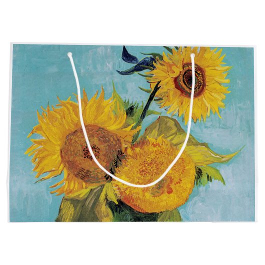 Vincent Van Gogh - Drie zonnebloemen in een Vase Groot Cadeauzakje (Achterkant)