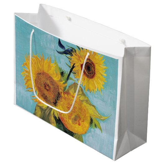 Vincent Van Gogh - Drie zonnebloemen in een Vase Groot Cadeauzakje (Voorkant Gekanteld)