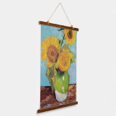 Vincent Van Gogh - Drie zonnebloemen in een Vase Hangend Wandkleed (Gebogen)