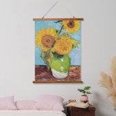 Vincent Van Gogh - Drie zonnebloemen in een Vase Hangend Wandkleed (Slaapkamer)