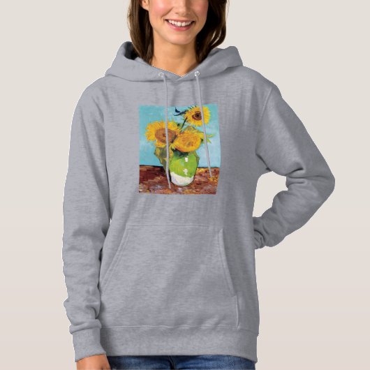 Vincent Van Gogh - Drie zonnebloemen in een Vase Hoodie (Voorkant)