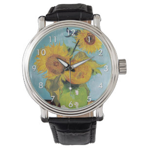 Vincent Van Gogh - Drie zonnebloemen in een Vase Horloge