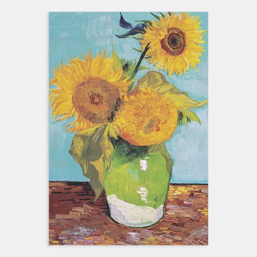 Vincent Van Gogh - Drie zonnebloemen in een Vase Inpakpapier Vel