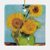 Vincent Van Gogh - Drie zonnebloemen in een Vase Keramisch Ornament (Achterkant)