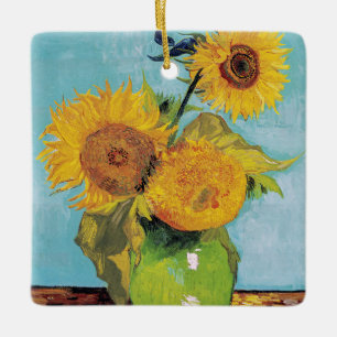 Vincent Van Gogh - Drie zonnebloemen in een Vase Keramisch Ornament