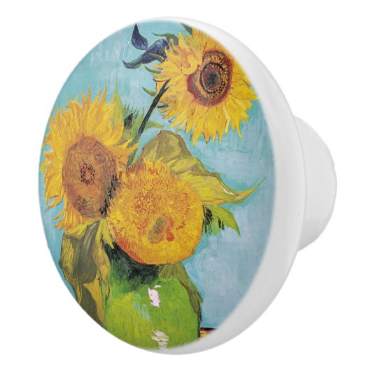 Vincent Van Gogh - Drie zonnebloemen in een Vase Keramische Knop (Rechts)