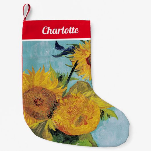 Vincent Van Gogh - Drie zonnebloemen in een Vase Kleine Kerstsok (Voorkant)