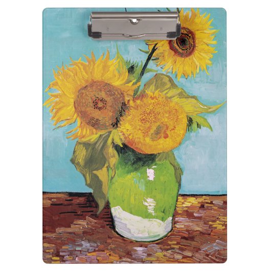 Vincent Van Gogh - Drie zonnebloemen in een Vase Klembord (Voorkant)