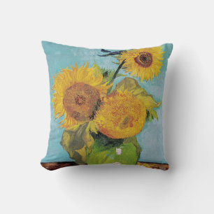 Vincent Van Gogh - Drie zonnebloemen in een Vase Kussen