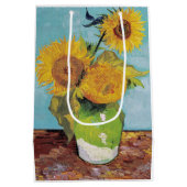 Vincent Van Gogh - Drie zonnebloemen in een Vase Medium Cadeauzakje (Achterkant)