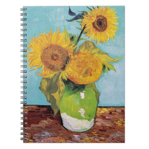 Vincent Van Gogh - Drie zonnebloemen in een Vase Notitieboek