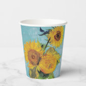 Vincent Van Gogh - Drie zonnebloemen in een Vase Papieren Bekers (Achterkant)