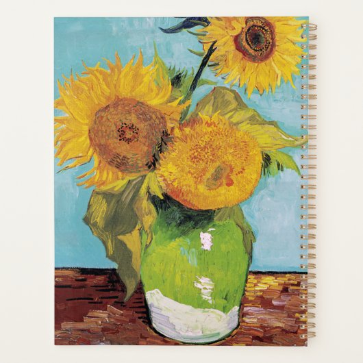 Vincent Van Gogh - Drie zonnebloemen in een Vase Planner (Achterkant)