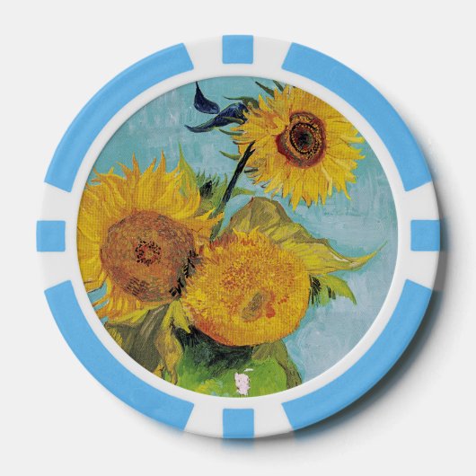 Vincent Van Gogh - Drie zonnebloemen in een Vase Poker Chips (Voorkant)