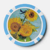 Vincent Van Gogh - Drie zonnebloemen in een Vase Poker Chips (Achterkant)