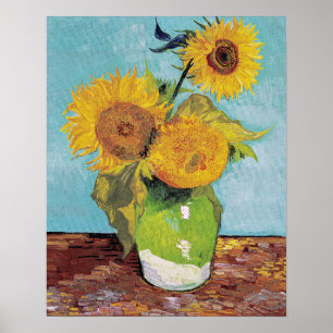 Vincent Van Gogh - Drie zonnebloemen in een Vase Poster