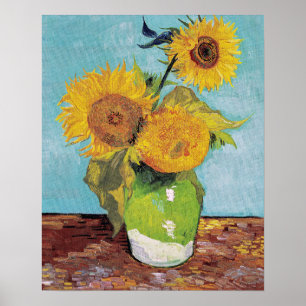 Vincent Van Gogh - Drie zonnebloemen in een Vase Poster