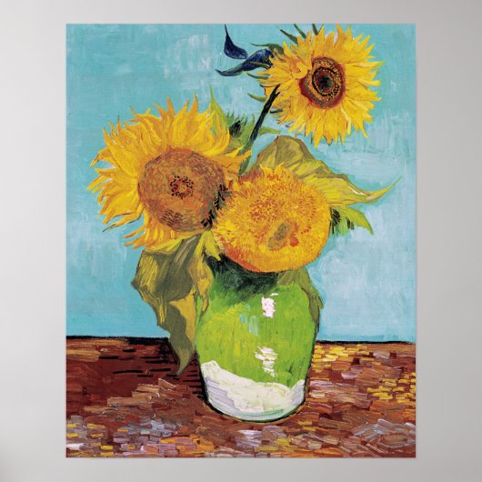 Vincent Van Gogh - Drie zonnebloemen in een Vase Poster (Voorkant)