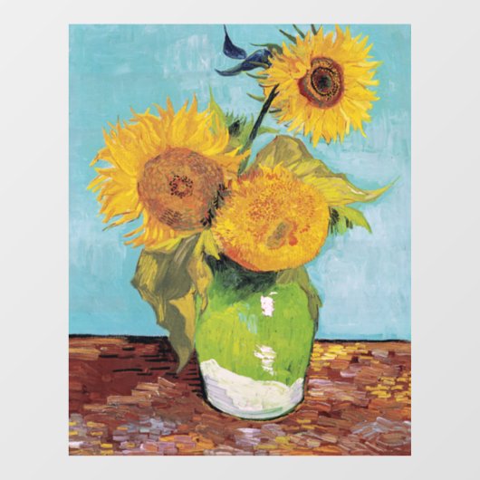 Vincent Van Gogh - Drie zonnebloemen in een Vase Raamsticker (Vel)