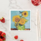 Vincent Van Gogh - Drie zonnebloemen in een Vase Servet (Insitu)