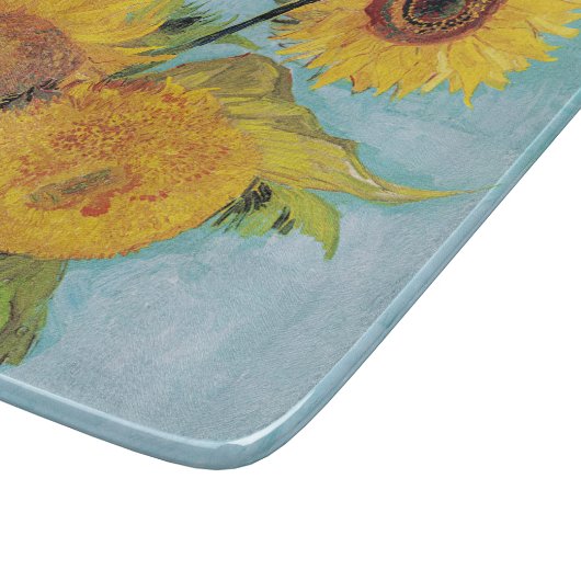Vincent Van Gogh - Drie zonnebloemen in een Vase Snijplank (Hoek)