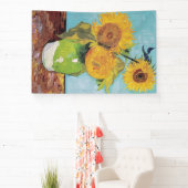 Vincent Van Gogh - Drie zonnebloemen in een Vase Spandoek (Insitu)