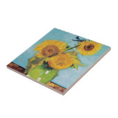 Vincent Van Gogh - Drie zonnebloemen in een Vase Tegeltje (Zijkant)