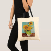 Vincent Van Gogh - Drie zonnebloemen in een Vase Tote Bag (Voorkant (product))