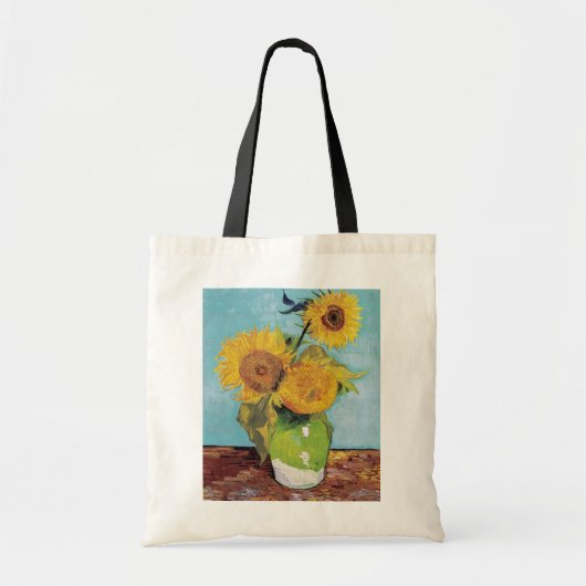Vincent Van Gogh - Drie zonnebloemen in een Vase Tote Bag (Voorkant)