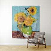 Vincent Van Gogh - Drie zonnebloemen in een Vase Wandkleed (In situ)