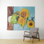 Vincent Van Gogh - Drie zonnebloemen in een Vase Wandkleed (In Situ (horizontaal))