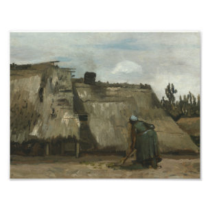 Vincent van Gogh - een boerenvrouw die in Fron gra Foto Afdruk