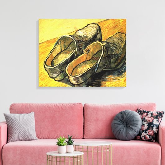 Vincent van Gogh - Een paar leren klompen Canvas Afdruk (Insitu (Woonkamer))