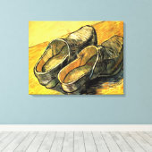 Vincent van Gogh - Een paar leren klompen Canvas Afdruk (Insitu (Houten vloer))
