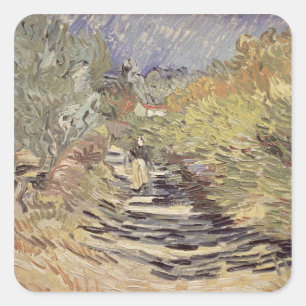 Vincent van Gogh Een weg in St. Remy Vierkante Sticker