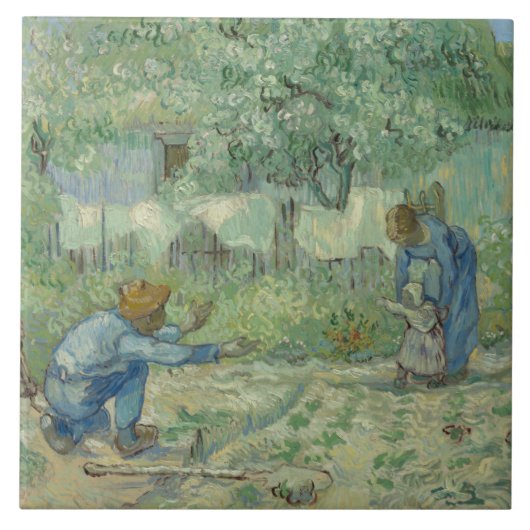 Vincent van Gogh - Eerste stappen na Millet Tegeltje (Voorkant)