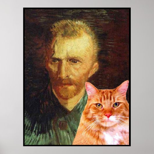 Vincent van Gogh en zijn rode tabby kat Poster (Voorkant)