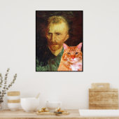 Vincent van Gogh en zijn rode tabby kat Poster (Keuken)