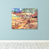 Vincent Van Gogh - Enclosed Wheat Field Fine Art Canvas Afdruk (Insitu (Houten vloer))