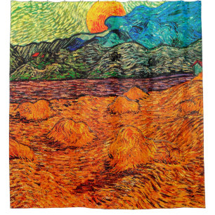Vincent Van Gogh - Evening Landscape Rising Moon Douchegordijn
