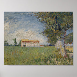 Vincent van Gogh - Farmhouse in een Wheat Field Poster