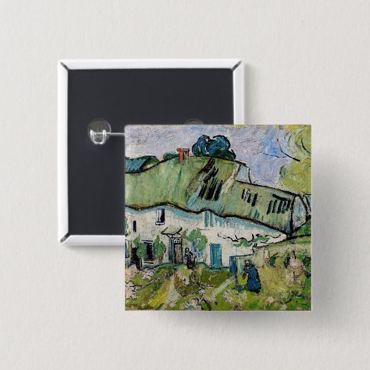 Vincent van Gogh - Farmhouse met Two Figures Vierkante Button 5,1 Cm (Voorkant /achterkant)