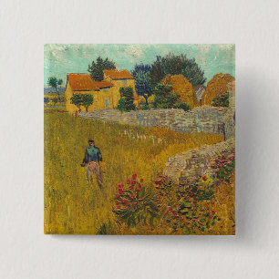 Vincent van Gogh   Farmhouse Provence, 1888 Vierkante Button 5,1 Cm