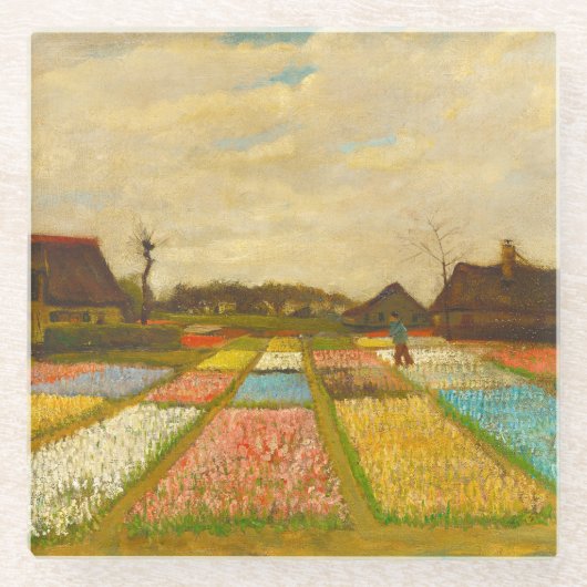 Vincent van Gogh Flower Beds in Nederland Glazen Onderzetter (Voorkant)