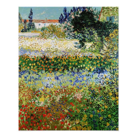 Vincent van Gogh - Flowering Garden Foto Afdruk (Voorkant)